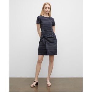 Club Monaco Twansia Dress Blue White Stripe Side Twist Tie Waist NWT